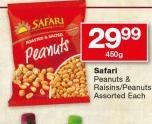 Safari Peanuts & Raisins/ Peanuts Assorted-450g Each