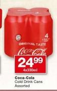 Coca-Cola Cold Drink Cans Assorted-4 x 330ml
