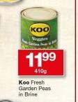 Koo Fresh Garden Peas In Brine-410g