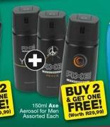 Axe 150ml Aerosol For Men Assorted-For 3