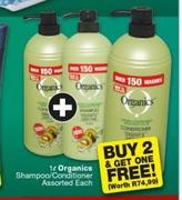 Organics 1L Shampoo/ Conditioner Assorted-For 3