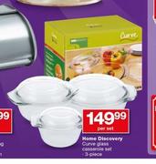Home Discovery Curve Glass Casserole Set 3-Piece-Per Set