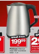 Platinum 1.7L Viekvrye Staal 360 Degree Koordlose Ketel