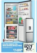 Russell Hobbs 420L Stainless Steel Water Dispenser Metallic Fridge