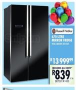Russel Hobbs 670 Litre Mirror Fridge