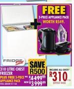 310 Litre Chest Freezer + Free 3-Piece Appliance Pack