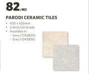 Parodi Ceramic Tiles-430 x 430mm Per Sqm
