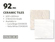 Ceramic Tiles-600 x 600mm Per Sqm