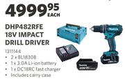Makita DHP482RFE 18V Impact Drill Driver-Each