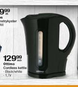 Ottimo 1.7Ltr Cordless Kettle Black/ White 
