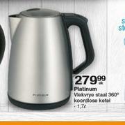 Platinum 1.7Ltr Vlekvrye Staal 360 Degree Koordlose Ketel
