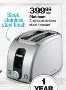 Platinum 2-Slice Stainless Steel Toaster