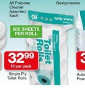 Housebrand Single Ply Toilet Rolls-10 x 500 Per Pack