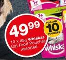 Whiskas Cat Food Pouches-Any 10 x 85g