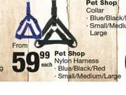 Pet Shop Nylon Harness Blue/ Black/ Red, Small/ Medium/ Large-Each