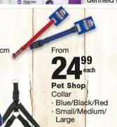 Pet Shop Collar Blue/ Black/ Red, Small/ Medium/ Large-Each