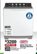 Defy White Twin Tub Washing Machine DTT180