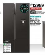 Hisense 512Ltr Black Mirror Water On Tap Side By Side Freezer Fridge H670SMI-WD