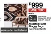 Assorted Hazel Shaggy Rugs 133x210cm