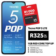 Tecno Pop 5 LTE-On 1GB Red Core Top Up