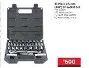 Mastercraft 33 Piece 9.5mm (3/8") Dr Socket Set