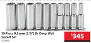 Mastercarft 10 Piece 9.5mm (3/8") Dr Deep Wall Socket Set