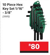 Mastercraft 10 Piece Hex Key Set 1/16"-3/8"
