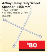 Mastercraft 4 Way Heavy Duty Wheel Spanner 358mm