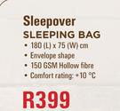 Camp Master Sleepover Sleeping Bag 180(L) x 75(W)cm
