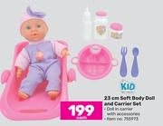 Kid Connection 23cm Soft Baby Doll & Carrier Set-Each