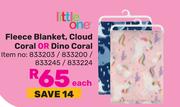Little One Fleece Blanket, Cloud Coral Or Dino Coral-Each