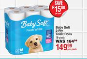 Baby Soft 2 Ply Toilet Rolls 18 Pack-Per Pack