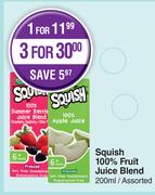 Squish 100% Fruit Juice Blend Assorted-For 3 x 200ml