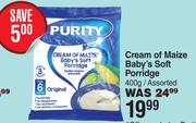 Purity Cream Of Maize Baby's Soft Porridge Assorted-400g 