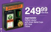Jagermeister Herbal Liqueur With Green Metal Cups Gift Pack-750ml Per Pack