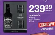 Jack Daniel's Whiskey And 2 Glasses-750ml Per Pack