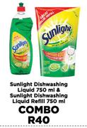 Sunlight Dishwashing Liquid 750ml & Sunlight Dishwashing Liquid Refill 750ml-Per Combo