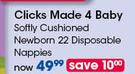Clicks Made 4 Baby Softly Cushioned Newborn 22 Disposable Nappies-Per Pack
