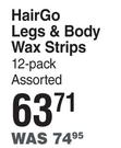 Hair Go Legs & Body Wax Strips 12 Pack Assorted