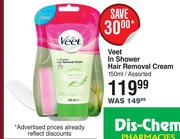 Veet In Shower Hair Removal Cream Assorted-150ml
