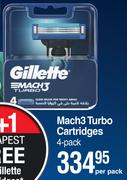 Gillette Mach 3 Turbo Cartridges 4 Pack-Per Pack