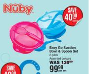 Nuby Easy To Suction Bowl & Spoon Set 2 Pack-Per Set