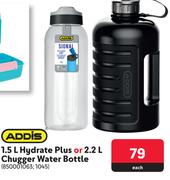 Addis 1.5Ltr Hydrate Plus or 2.2Ltr Chugger Water Bottle-Each