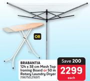 Brabantia 124 x 38cm Mesh Top Ironing Board Or 50m Rotary Laundry Dryer-Each