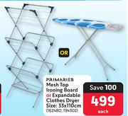 Primaries Mesh Top Ironing Board Or Expandable Clothes Dryer Size 33 x 110cm-Each