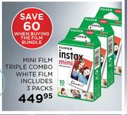 Instax Mini Film Triple Combo White Film Includes 3 Packs