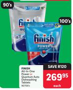 Finish All In One Power Or Quantum Auto Dishwashing Tablets-90/100's Each