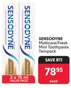 Sensodyne Multicare/Fresh Mint Toothpaste Twinpack-2 x 75ml Each