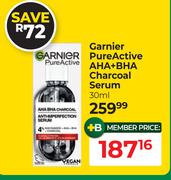 Garnier Pure Active AHA + BHA Charcoal Serum-30ml