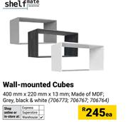 Shelfmate Wall Mounted Cubes-400mm x 220mm x 13mm Each